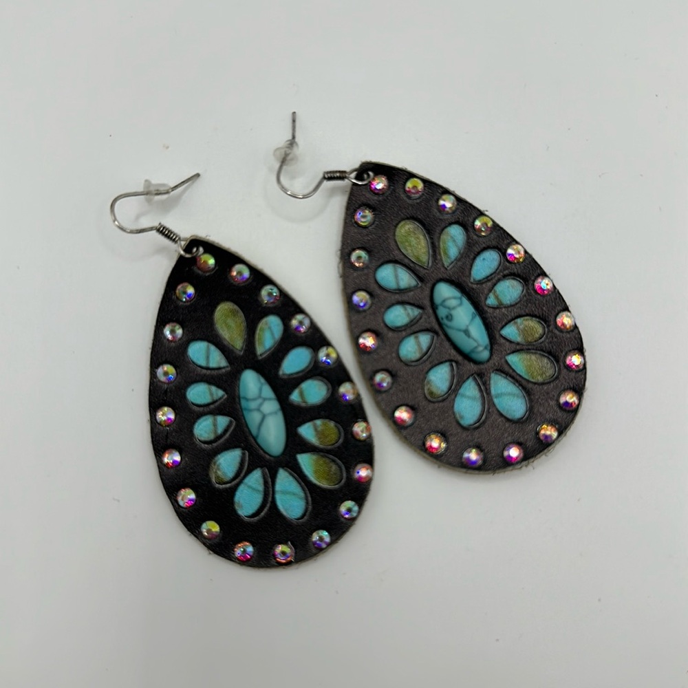 Leather Teardrop Earrings